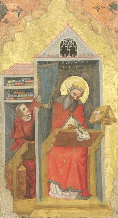 St. Gregorius de Grote in zijn studeerkamer door Pseudo Jacopino di Francesco